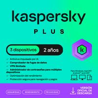 ESD KASPERSKY PLUS 3 DISP 2 CUENTAS KPM 2 AÑOS