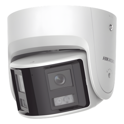 [FlexVu] [PROTECCIÓN ACTIVA] Turret IP Panorámica 4 Megapíxel / 2 Lentes 2.8 mm (180°) / Imagen a Color 24/7 (ColorVu) / PoE / WDR 130° / IP67 / ACUSENSE / Luz Estroboscópica y Alarma Audible / 30 mts Luz Blanca / Mic