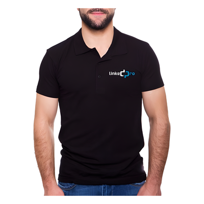 Playera Tipo Polo Color Negro LinkedPRO Talla Grande