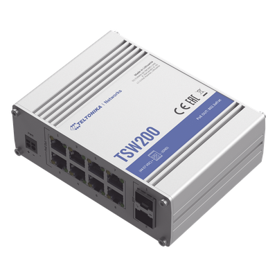 Switch Industrial No-Administrable 8 puertos Gigabit PoE 802.3af/at, 2 puertos SFP