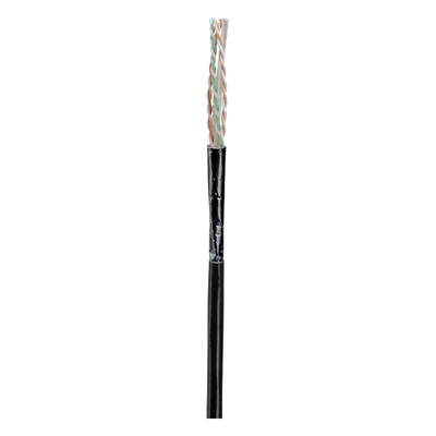 Bobina de Cable UTP de 4 Pares, Con Aislamiento de Fluoropolímero, Cat6A (23 AWG), Uso Interior/Exterior Para Entorno Ambiental de Altas Temperaturas (Hasta 125°C), CMP (Plenum), Color Negro, 305 Metros (1000 Pies)