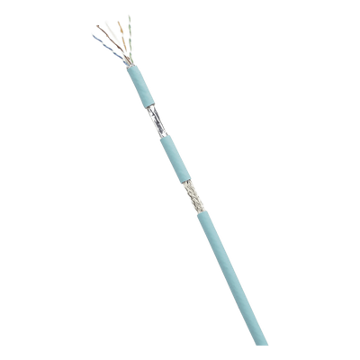 Bobina de Cable Blindado SF/UTP Categoría 6A, Uso Industrial con Resistencia al Aceite y Rayos UV, Multifilar 24/7 (Flexible), Color Azul Cerceta, Bobina de 305 Metros (1000 Pies)