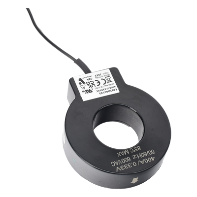 Transductor de corriente de núcleo sólido con salida en voltaje, 400 A, para monitoreo de energía y registro de datos