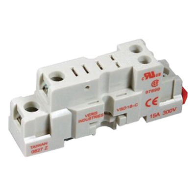 Base tipo socket para relevador SPDT, montaje en riel DIN o lateral, terminales con protección al tacto
