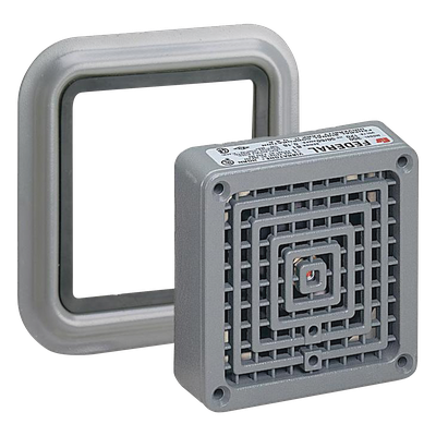 Bocina Vibratone® con placa de ajuste de hasta 110 dB, Listado por UL y cUL, 24 VCA, Color Gris