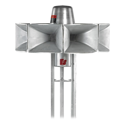 Sirena Electromecánica Eclipse8 / Omnidireccional 360° / 115 dBc a 30.5 m (100 ft) / 3 Señales de Alerta / Alimentación DC 46V / 255 lb (116 kg) / Aluminio 100%