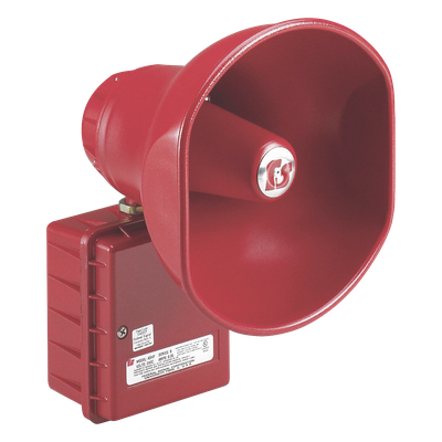 Altavoz amplificado, 30 Watts, Aprobado por CSFM y Listado contra incendios UL, 24 VCD, Color Rojo