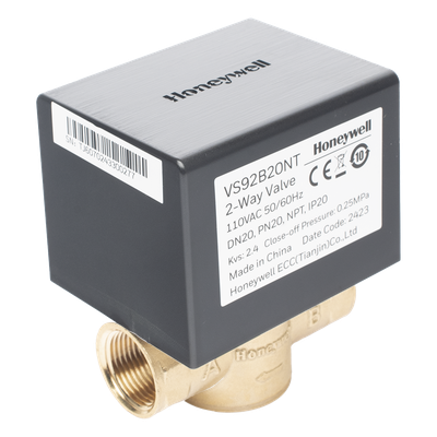 Válvula de control eléctrica de 2 vías para fancoil, retorno por resorte, normalmente cerrada, 110 V CA, DN20 (3/4"), conexión NPT