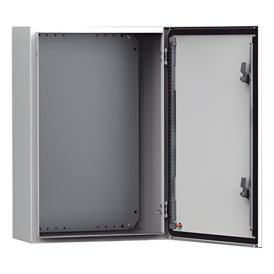 Gabinete de Uso Exterior MAS 600 x 600 x 400 mm NEMA 4/12/13; IP66; IK10 de Acero Dulce 1.5 mm con Platina de Montaje Incluida Color Gris Claro