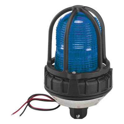 Luz estroboscópica para ubicaciónes peligrosas,  montaje tipo tubo, 12-24 VCD, color Azul
