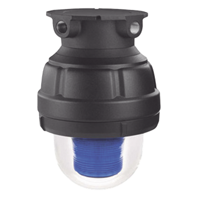 Luz de advertencia LED a prueba de explosión adecuado para su uso en Clase I, Div. I, Grupos C y D; Clase I, Div. 2, Grupos A, B, C y D; Clase II, Div. 1, Grupos E, F y G; Clase III, color Azul, 24 VCD