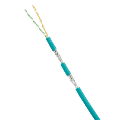 Bobina de Cable Blindado SF/UTP Categoría 5e de 2 Pares, Uso Industrial con Resistencia al Aceite y Rayos UV, Multifilar 24/7 (Flexible), Color Azul Cerceta, Bobina de 305 Metros (1000 Pies)