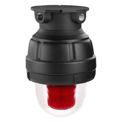 Luz estroboscopica a prueba de explosiones UL y cUL para Clase I, División 1, Grupo C y D; Clase I, División 2, Grupos A y B; Clase II, División 1, Grupos E, F y G; Clase III , 24 Vcd, color Rojo, montaje no incluido