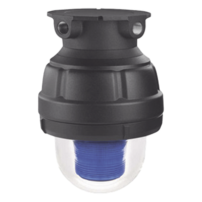 Luz LED, a prueba de explosiones, UL y cUL para Clase I, División 1, Grupo C y D; Clase I, División 2, Grupos A y B; Clase II, División 1, Grupos E, F y G; Clase III, 120-240 VCA, Azul