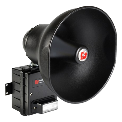 Altavoz IP para Señalización, 15 W Potencia con luz LED Rojo Alta Intensidad, PoE+ 802.3at, NEMA 4X uso en Interior-Exterior, 112 dB a 10 pies (3 m)