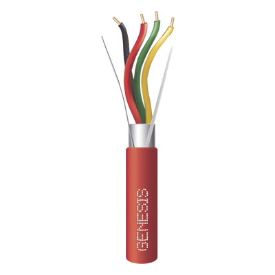 Bobina de 152 Metros (500 Pies) de Alambre / 4 x 18 AWG / Riser / Blindado / Tipo FPLR / Color Rojo / Para Aplicaciones en Sistemas de Detección de Incendio y Sistemas de Evacuación