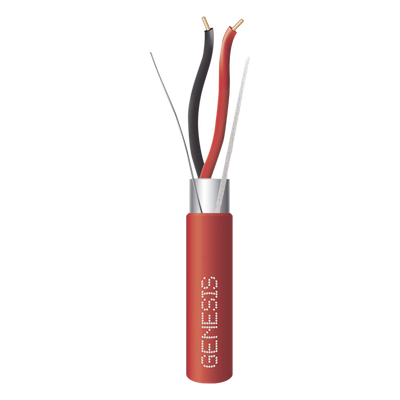 Carrete de 152 Metros (500 Pies) de Alambre / 2 x 14 AWG / Riser / BLINDADO / Tipo FPLR / Color Rojo / Para Aplicaciones en Sistemas de Detección de Incendio y Sistemas de Evacuación