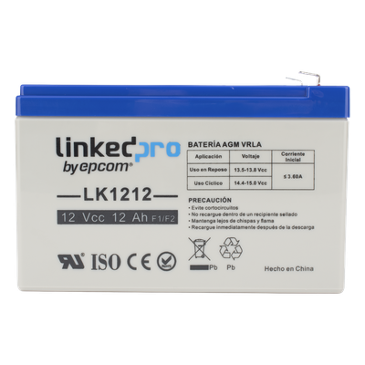 Batería de respaldo 12 V |  12 Ah |  AGM | Especial para Seguridad Electrónica | UPS | Sistemas de Emergencia | Vida útil 5 años | Terminales F1  + Adaptador F2