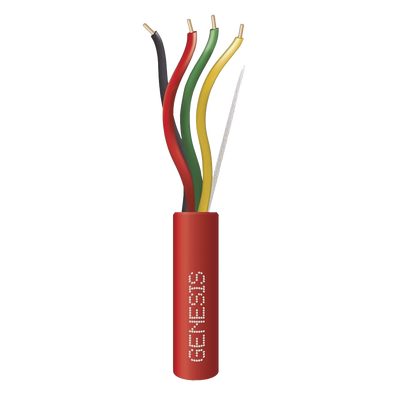 Carrete de Alambre 305 Metros (1000 Pies) / 4 x 16 AWG / Riser / Color Rojo / Tipo FPLR, CL3R, (UL) FT4 / Para Aplicaciones en Sistemas de Detección de Incendio y Sistemas de Evacuación