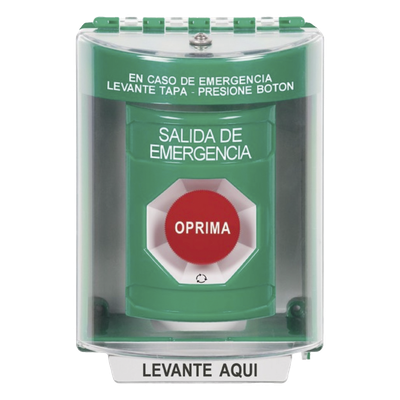 Botón Multipropósito, Salida De Emergencia, Girar Para Reset, Español, Cubierta De Policarbonato, 2 Relevadores NO/NC, Interior/Exterior