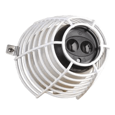 Jaula de acero FIRERAY Damage Stopper® para protección de detectores de haz óptico. Dimensiones 6.61 in (168 mm) altura x 6.61 in (168 mm) ancho x 5.78 in (147 mm) profundidad