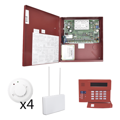 Kit de panel de control comercial contra intrusión e incendio de 32 zonas, con teclado, receptor y detectores de humo inalámbricos