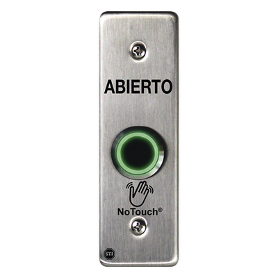 Interruptor IR NoTouch® de Acero Inoxidable, Montaje Delgado, Caja Posterior, ABIERTO   