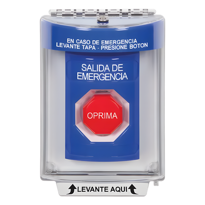 Botón Multipropósito, Salida De Emergencia, Reset Neumático, Sin Bocina , Texto En Español, Tapa De Policarbonato, 2 Relevadores forma C, Interior y Exterior