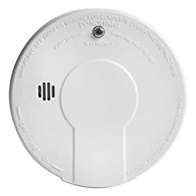 Alarma de humo por ionización 120 VAC/DC con respaldo de batería 9V, interconectable hasta 24 dispositivos, botón único Hush y prueba