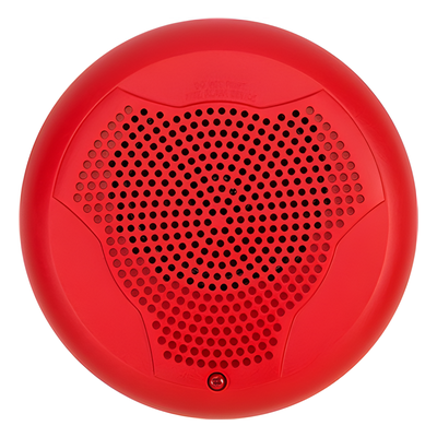 Bocina para montaje en techo, uso interior, voltaje dual 25/70.7 Vrms, color rojo
