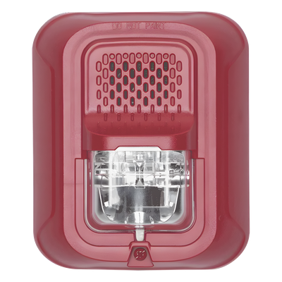 Sonorizador Tipo Chime con Lámpara Estroboscópica a 2 Hilos, Montaje en Pared, Color Rojo, con Configuración Estroboscópica Seleccionable, Nuevo Diseño Moderno y Elegante y Menor Consumo de Corriente
