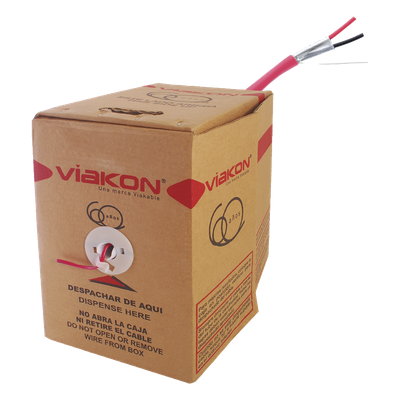 Bobina de 305 metros/  Alambre / 2 x 12 AWG /  BLINDADO / Color Rojo / FPLR / Para aplicaciones en sistemas de detección contra Incendios / Hecho en México