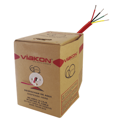 Bobina de Alambre de 305 Metros (1000 Pies) 4 x 18 AWG, Tipo FPLR de Color Rojo, para Aplicaciones en Sistemas de Detección de Incendio y Sistemas de Evacuación, Hecho en México.
