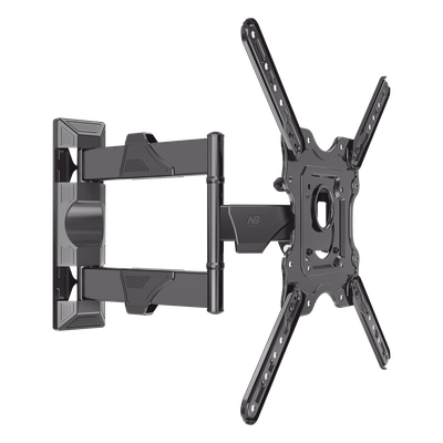 Montaje de Pared Articulado P4-NB / Pantallas de 32" a 55" / VESA 100x100 a 400x400 mm / Carga 27.2 kg (60 lbs) / Inclinación +8° a -5° / Giro 180° / Distancia de Pared 5 a 40 cm / Acero