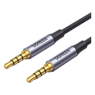 Cable Auxiliar de 3.5mm / Cable Audio Estéreo / Núcleo de Alambre de Cobre Esmaltado / Carcasa de Aluminio Azul + Nylon Trenzado /  Soporta Micrófono / 2 Metros
