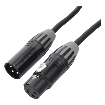 Cable XLR | 3 polos | Conector Hembra-Macho | Serie M | Carcasa Negra | Contactos Dorados | Ideal para Microfonía | Longitud 3m