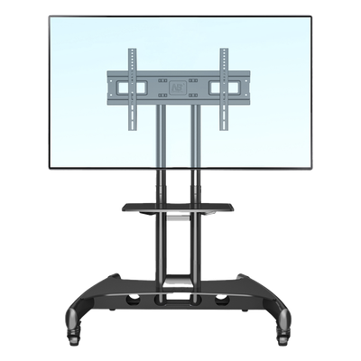 Soporte de Pantalla con Ruedas AVA1500601PNB / Compatible con Monitores de 32" a 75" / VESA 200x200 a 600x400 mm / Carga 45.5 kg (100 lbs) / Altura Ajustable 1120-1520 mm / Base para Accesorios / 4 Ruedas 360°