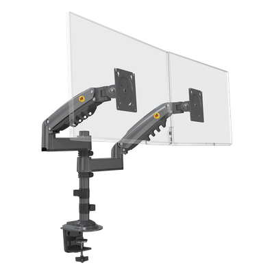 Montaje de Escritorio articulado para 2 monitores de 17 a 27" /  Soporta hasta 9kg por monitor / Vesa 75 x 75 / 100 x 100 / Acero / Rotación: 360°