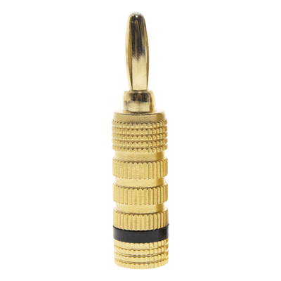 Conector Banana Tipo Tornillo para Bocinas | Instalaciones Profesionales de Audio | Chapado en Oro | Color Negro (1 Pieza)