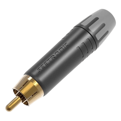 Conector Macho RCA | Carcasa Enchapada en Negro | Contacto Enchapado en Oro | Cable OD 3.5-6.5mm