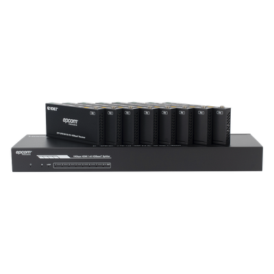 Splitter mas Extensor de Video | 1x8 | ProAV | HDBaseT™ | 120m en 4K@60Hz | 150m en 1080p@60Hz | Cat6/6a/7 | Gestión Avanzada EDID | Control IR y RS232 | PoC | Salida de Audio