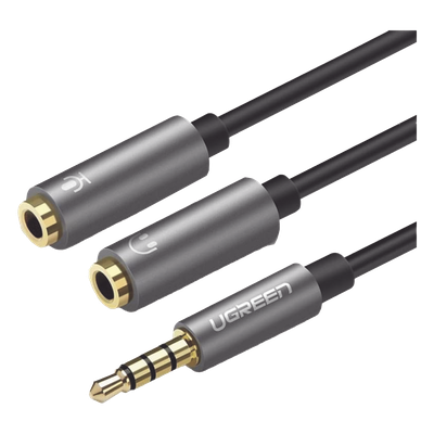 Cable Divisor en Y / De 3.5 mm Macho a Dos Salidas de 3.5 mm Hembra / CTIA, TRS / Núcleo de Cobre / TPE /  Longitud 20 cm / Ideal para Separar el Micrófono de los Auriculares