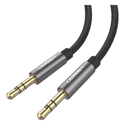 Cable Auxiliar 2 Metros / Conector 3.5mm a 3.5mm / Macho a Macho / Cubierta de TPE / Carcasa de Aluminio / Color Negro