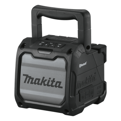Bocina Negra Bluetooth con entrada USB, Auxiliar y Cargador, Funciona con Batería LXT de 18V o CXT de 12v (no inluidas) 