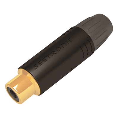 Conector Hembra RCA | Carcasa Enchapada en Negro | Contacto Enchapado en Oro | Cable OD 3.5-6.5mm
