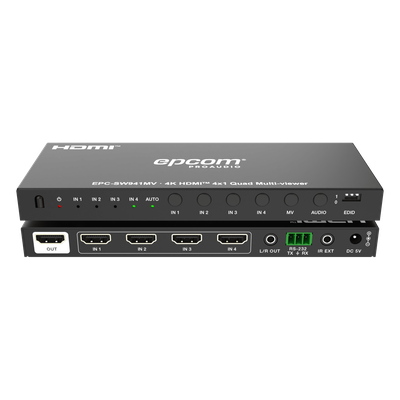 Multivisor HDMI 4x1 | 4K@30Hz | Vista Cuádruple | Cambio Automático/Manual | Control IR 