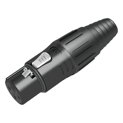 XLR conector de cable hembra, carcasa enchapada en negro, contactos enchapados en plata