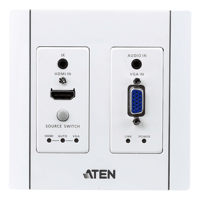 Transmisor HDBaseT | HDMI y VGA | Placa de Pared US / PoH (4K a 100 m) | (HDBaseT Class A) (PoH PD)