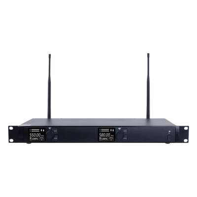 Receptor Inalámbrico Dual Canal Digital U-Band | 4 Bandas de Frecuencia (470-830 MHz) | Transmisión Digital pi/4-DQPSK | Pantalla TFT-LCD 2.2" | Anti-Interferencia con ID Code Pilot | Salidas Balanceadas y Desbalanceadas | Ecualizacion