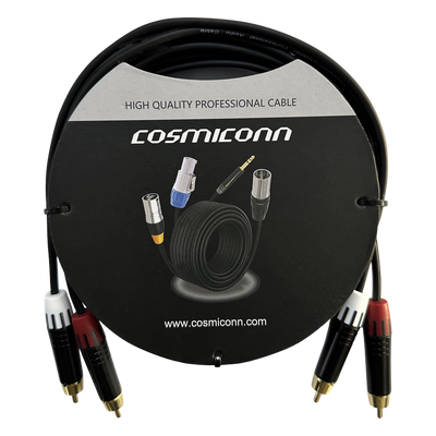 Cable 2 RCA x 2 RCA, conectores negros, con diferenciador de blanco y rojo (2x MT380-RD - 2x MT380-WH), length 3m